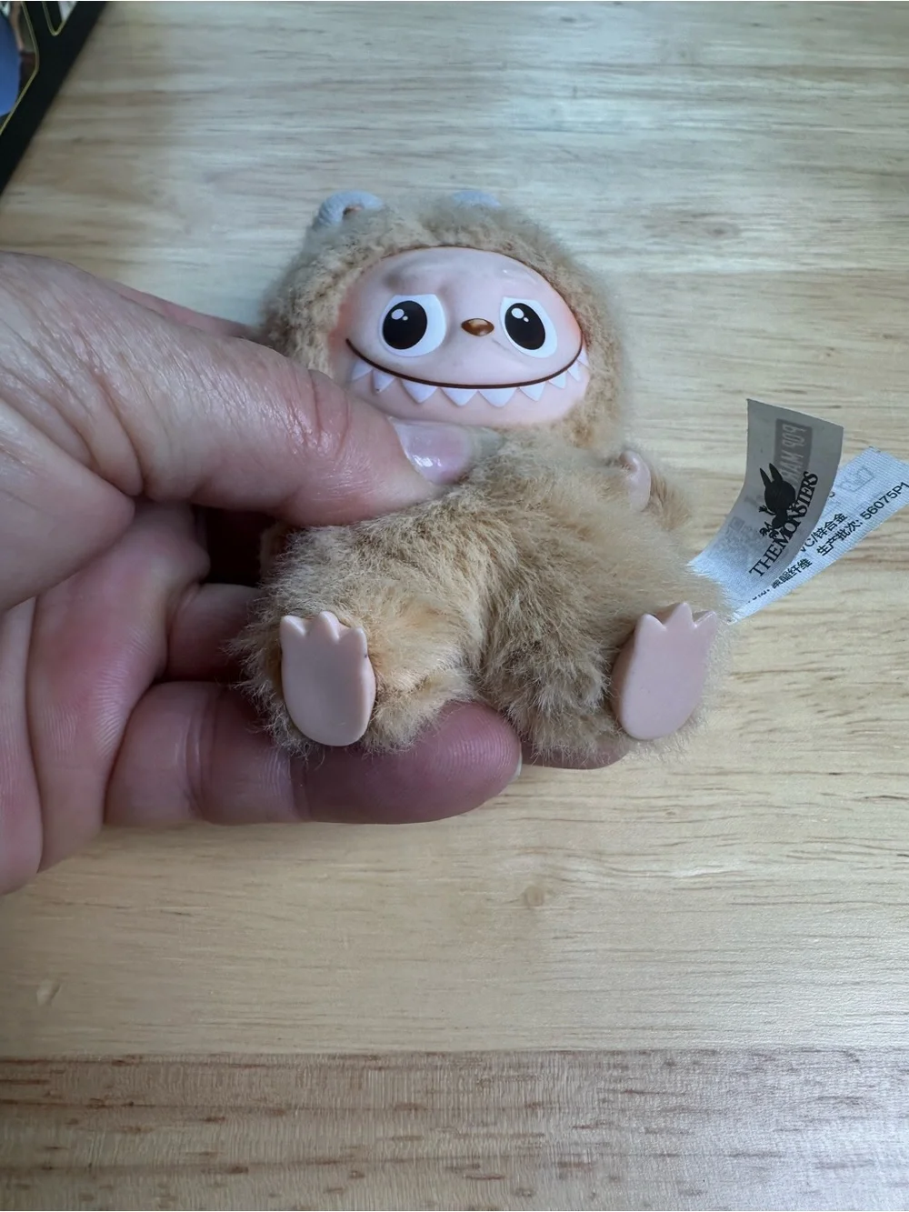Labubu Plush Beige Furry the Monsters letter S Keychain by POP MART